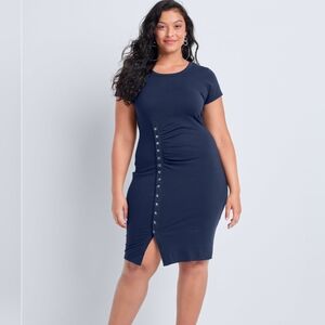 NWOT Navy Grommet Rouched Dress